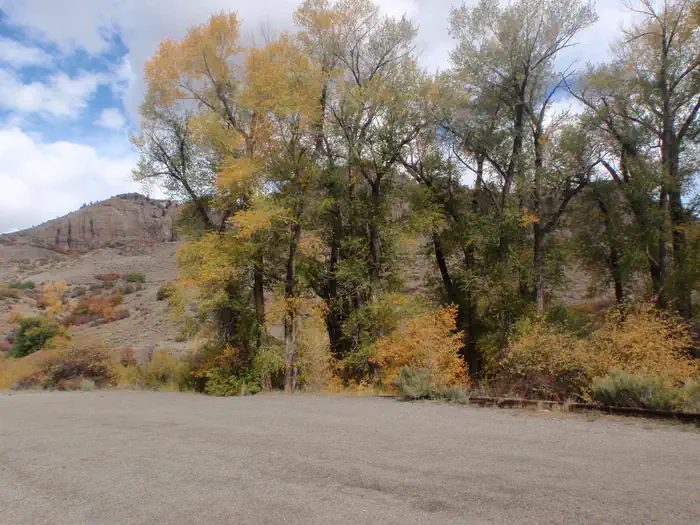 View from the parking lot to the group site