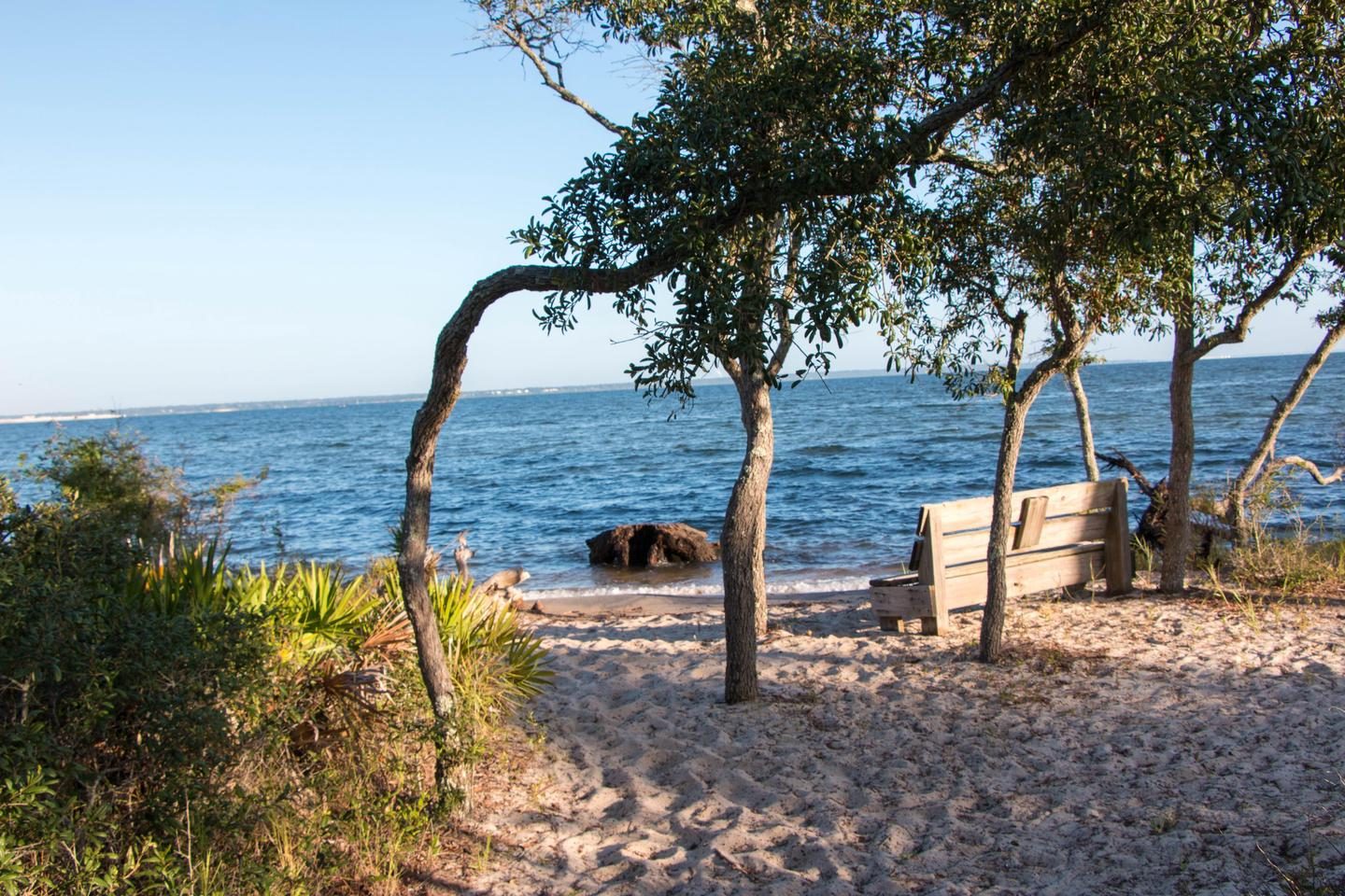 The youth campground is right on the bay