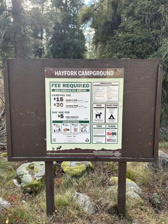 Hayfork Fee and Campground Information Sign