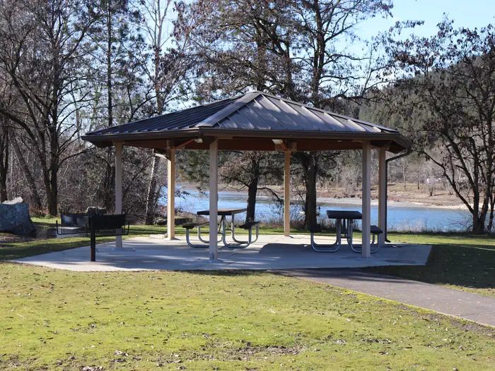 The small day use pavilion at Pink House Recreation Site
