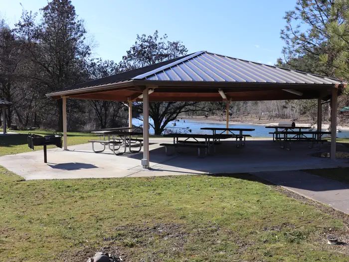 The large day use pavilion at Pink House Recreation Site