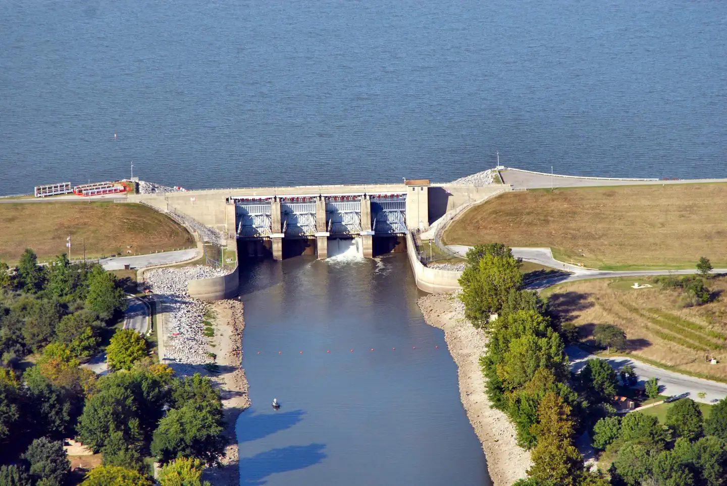 Aerial view of Carlyle Lake Dam