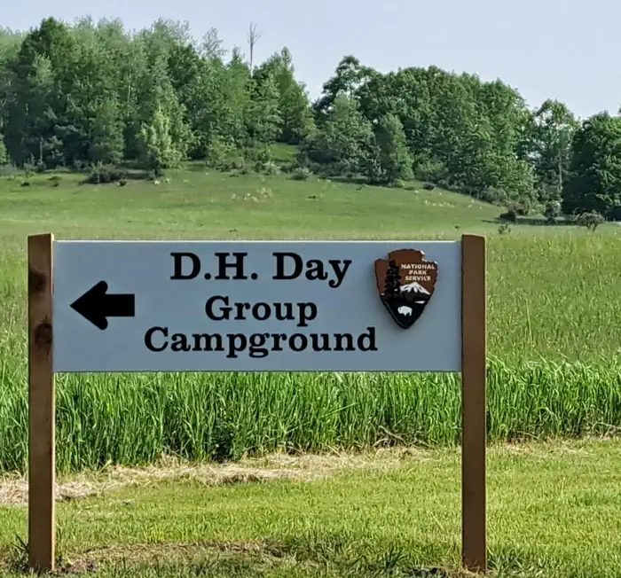 sign at D.H. Day Group Campground entrance road