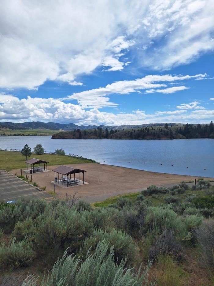 View of swim beach from the Group Loop