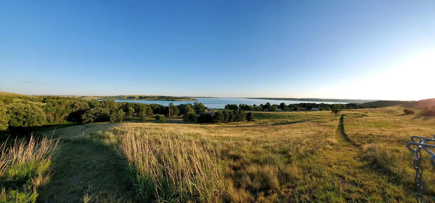 View of the bay at Beaver Creek from the top of the hill where hole #9 of the disk golf course is located