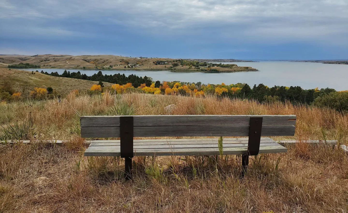 Beautiful fall colors can be seen from the bench at the Beaver Creek overlook