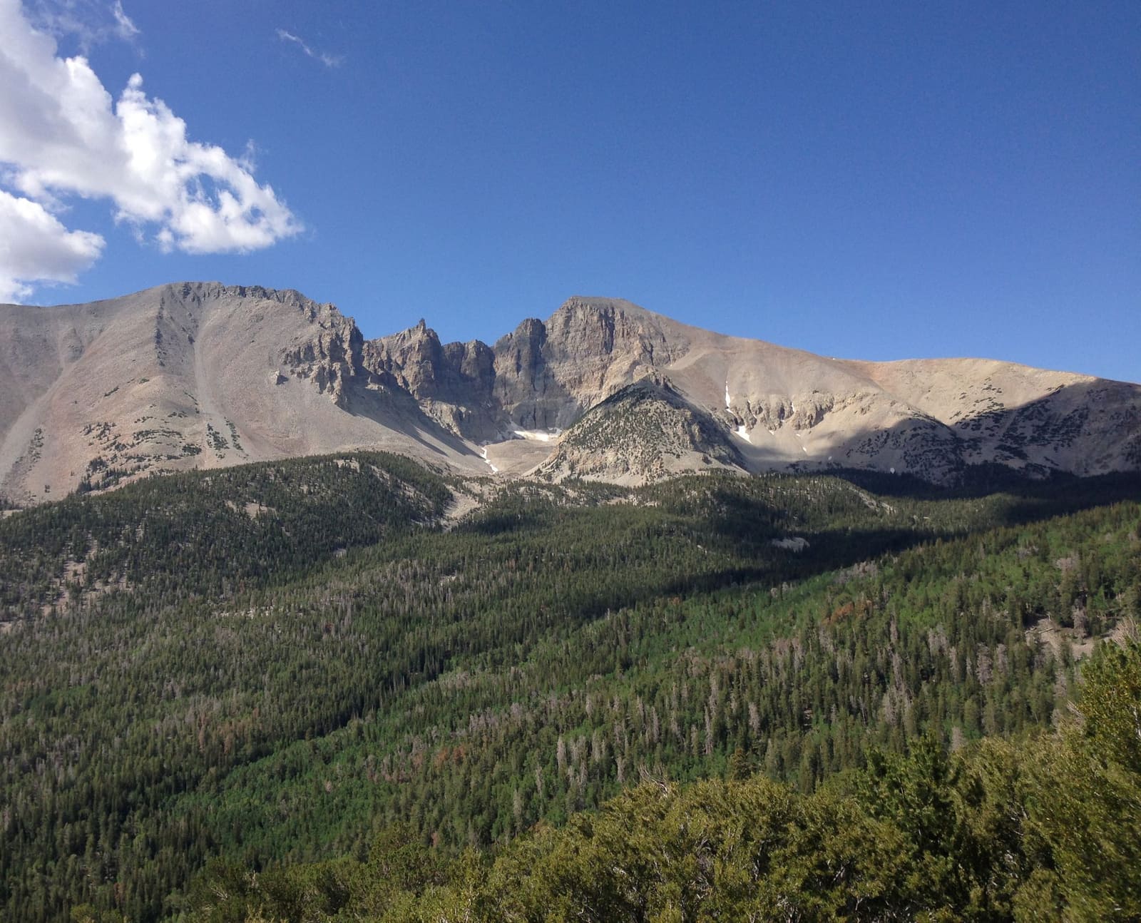 Wheeler Peak from the Wheeler Peak Scenic Drive, in Great Basin National Park, which the campground sits inside