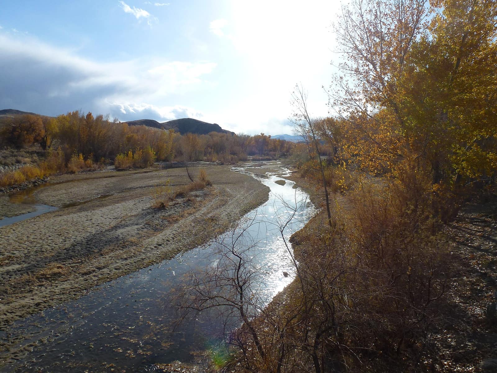 The Carson River in fall color at Buckland's Station, part of Fort Churchill State Historic Park