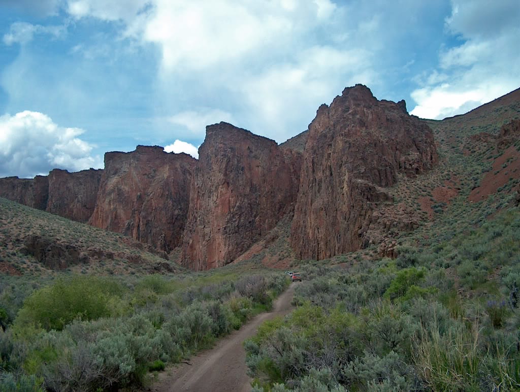 The cliffs of High Rock Canyon on the emigrant trail road, the canyon whose north end Steven's Camp sits beside
