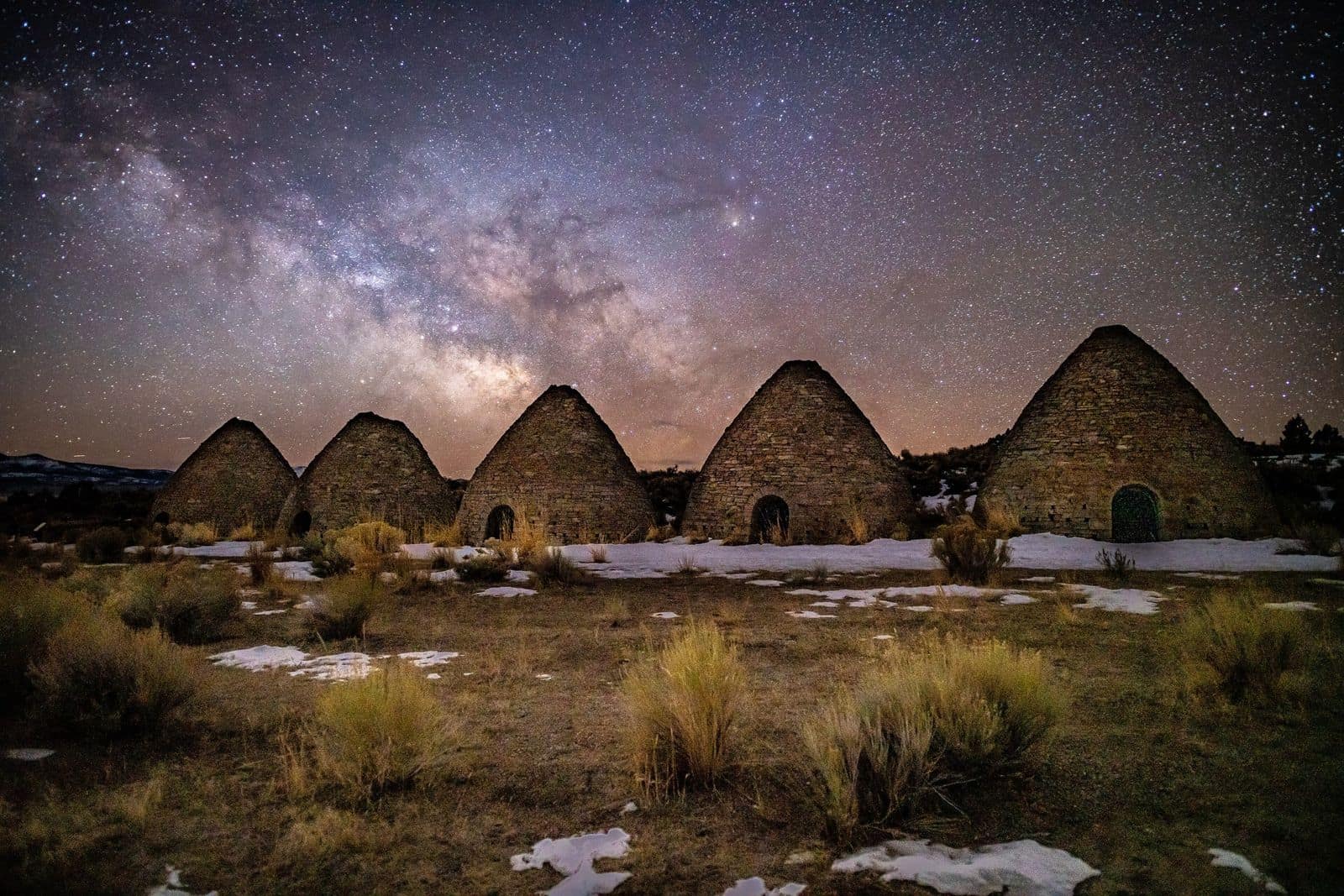 The Milky Way over the Ward Charcoal Ovens, Ward Charcoal Ovens State Historic Park