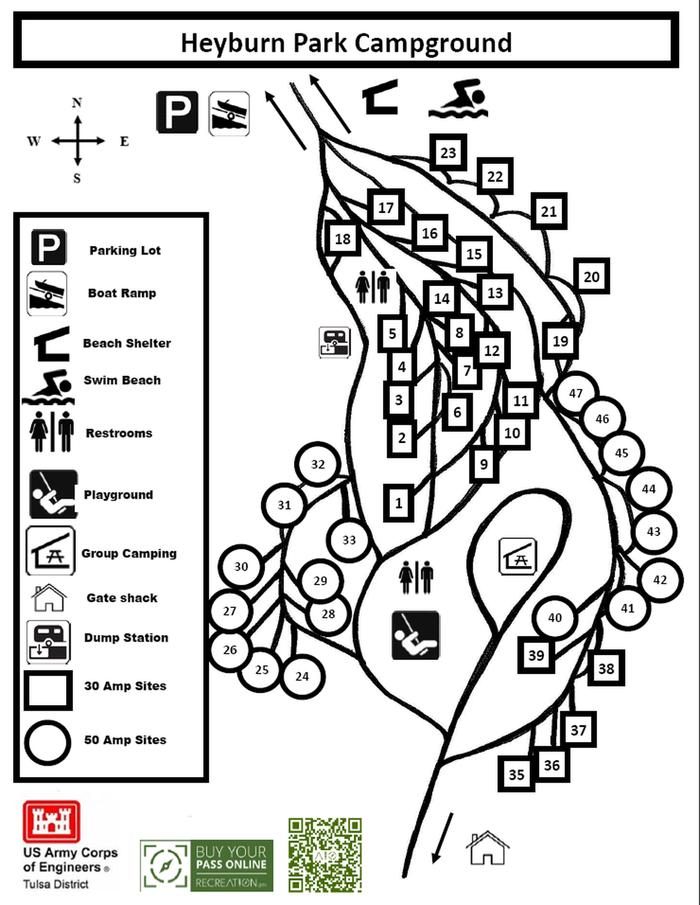 Heyburn Park Campground Map showing campsites and amenities