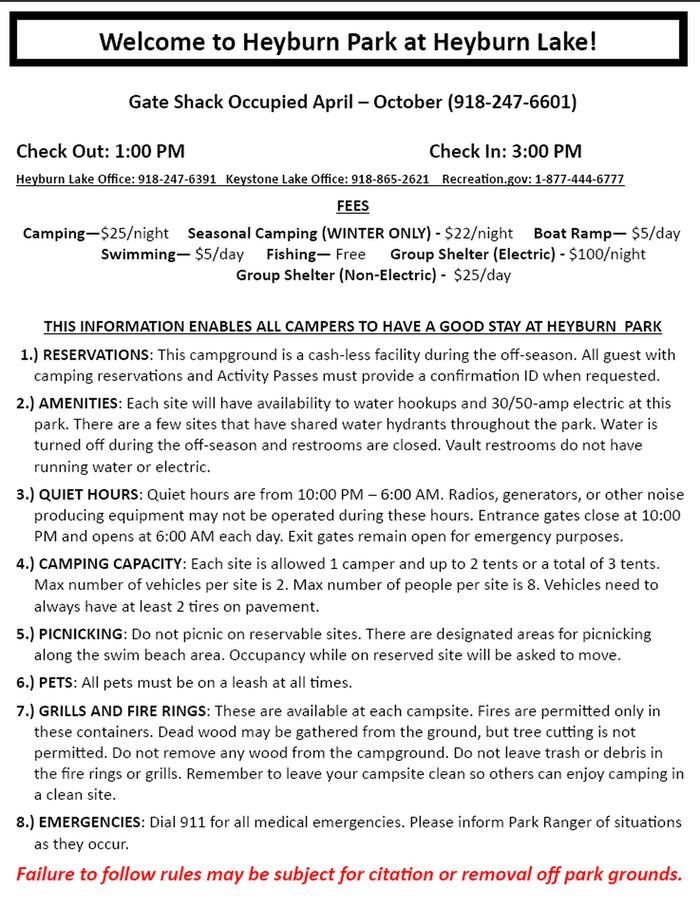 Heyburn Park rules and campground information