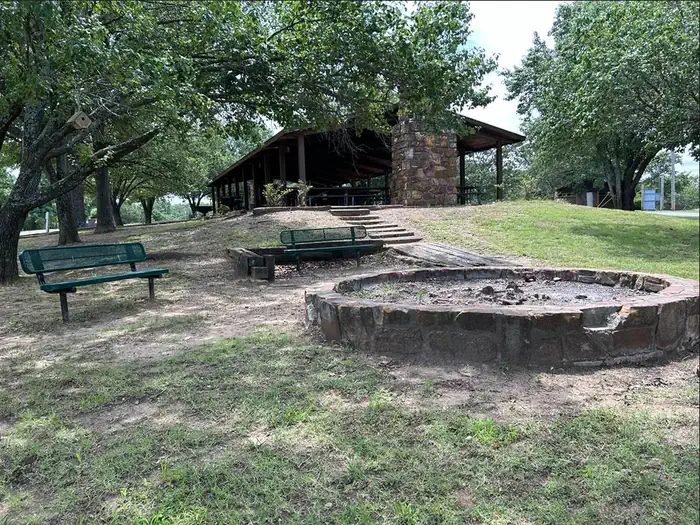 Large bonfire available for guests to use when they reserve the group shelter/camping area