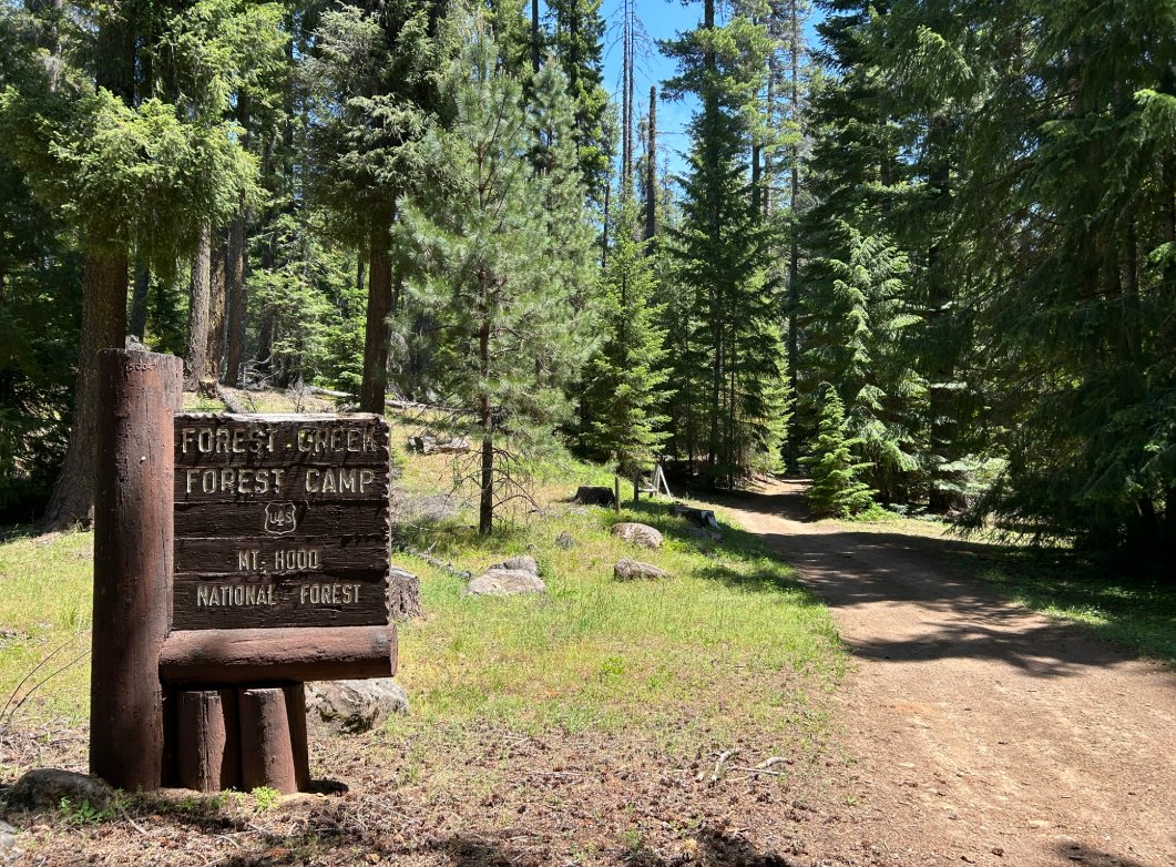 The entrance to Forest Creek Campground