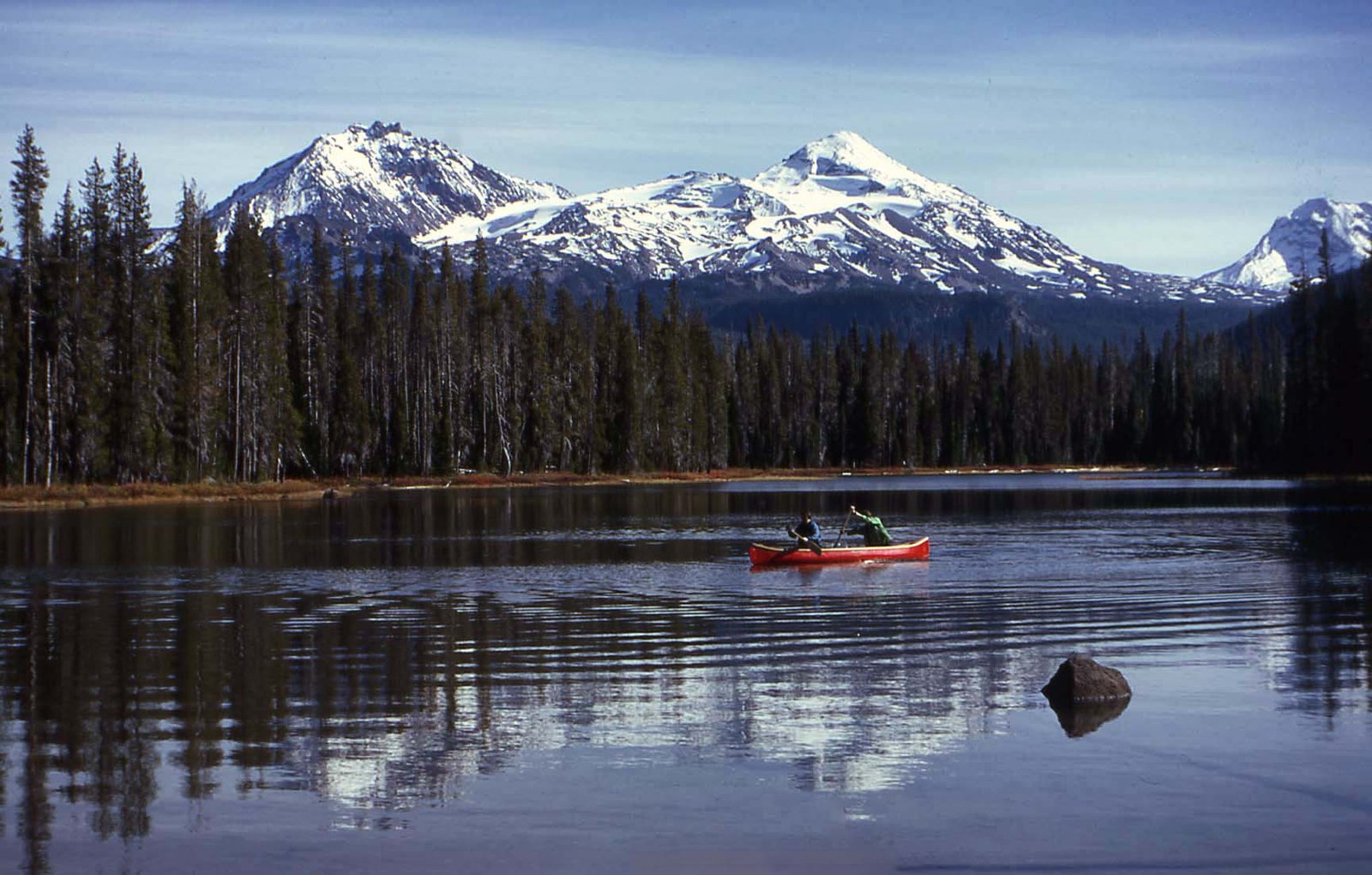 Canoeing on Scott Lake below the Three Sisters