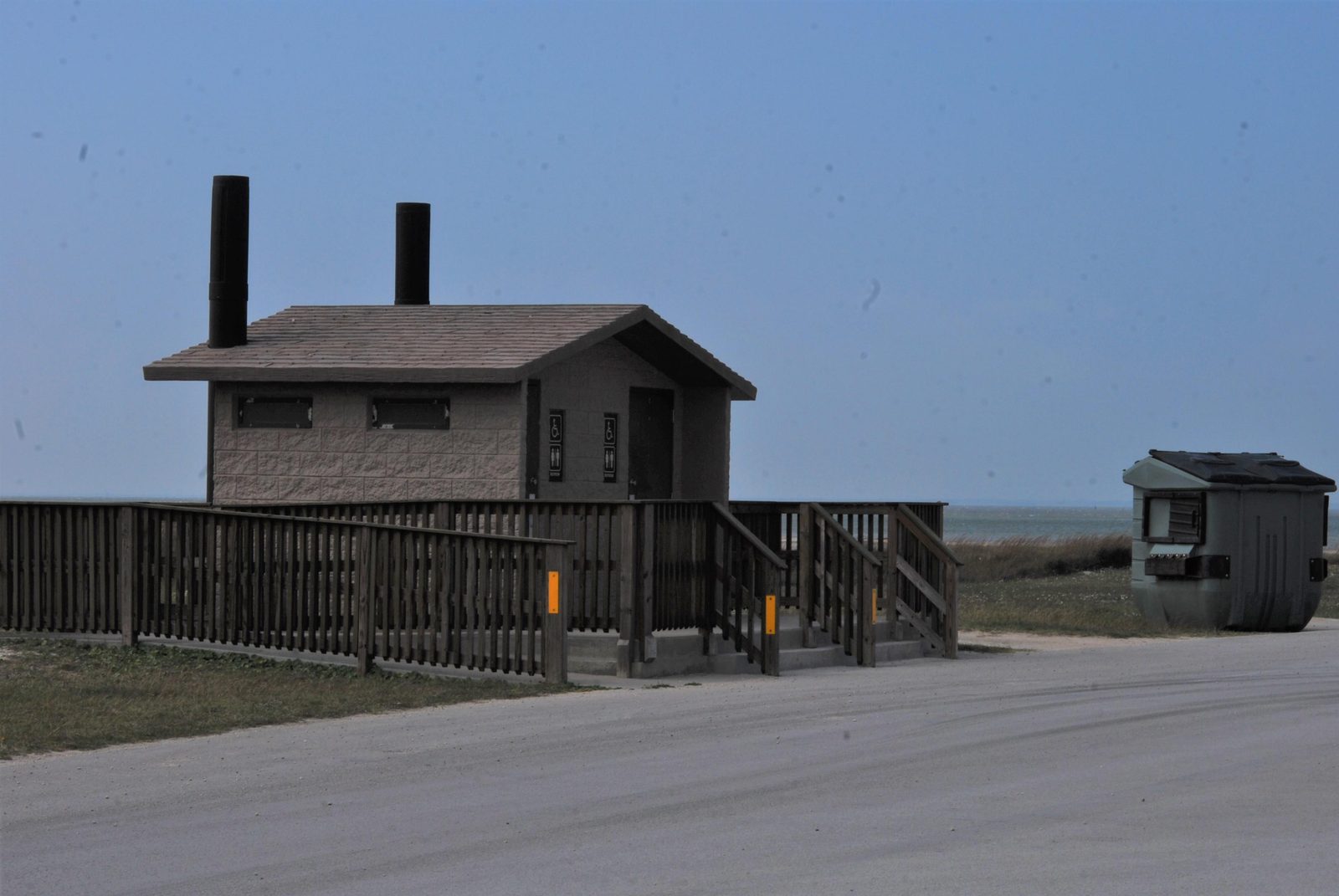 Accessible vault toilets are available at the north and south ends of Bird Island Basin Campground