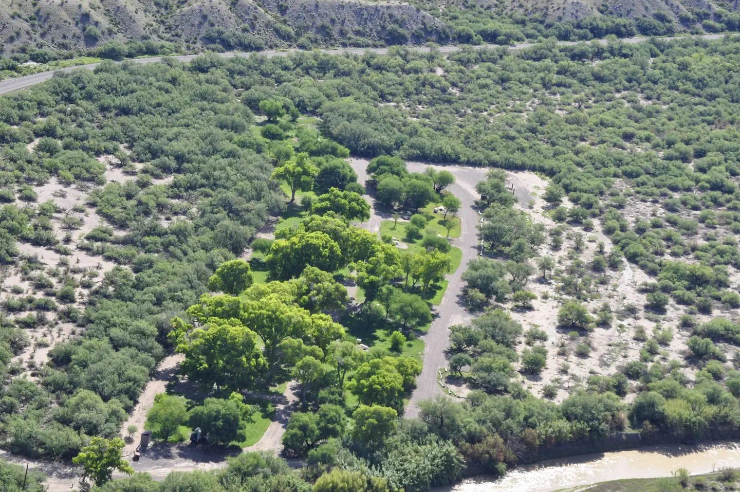 Aerial view of Cottonwood Campground