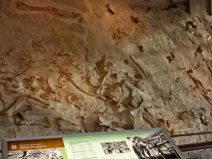 The Quarry Exhibit Hall is located approximately five miles from the Green River Campground