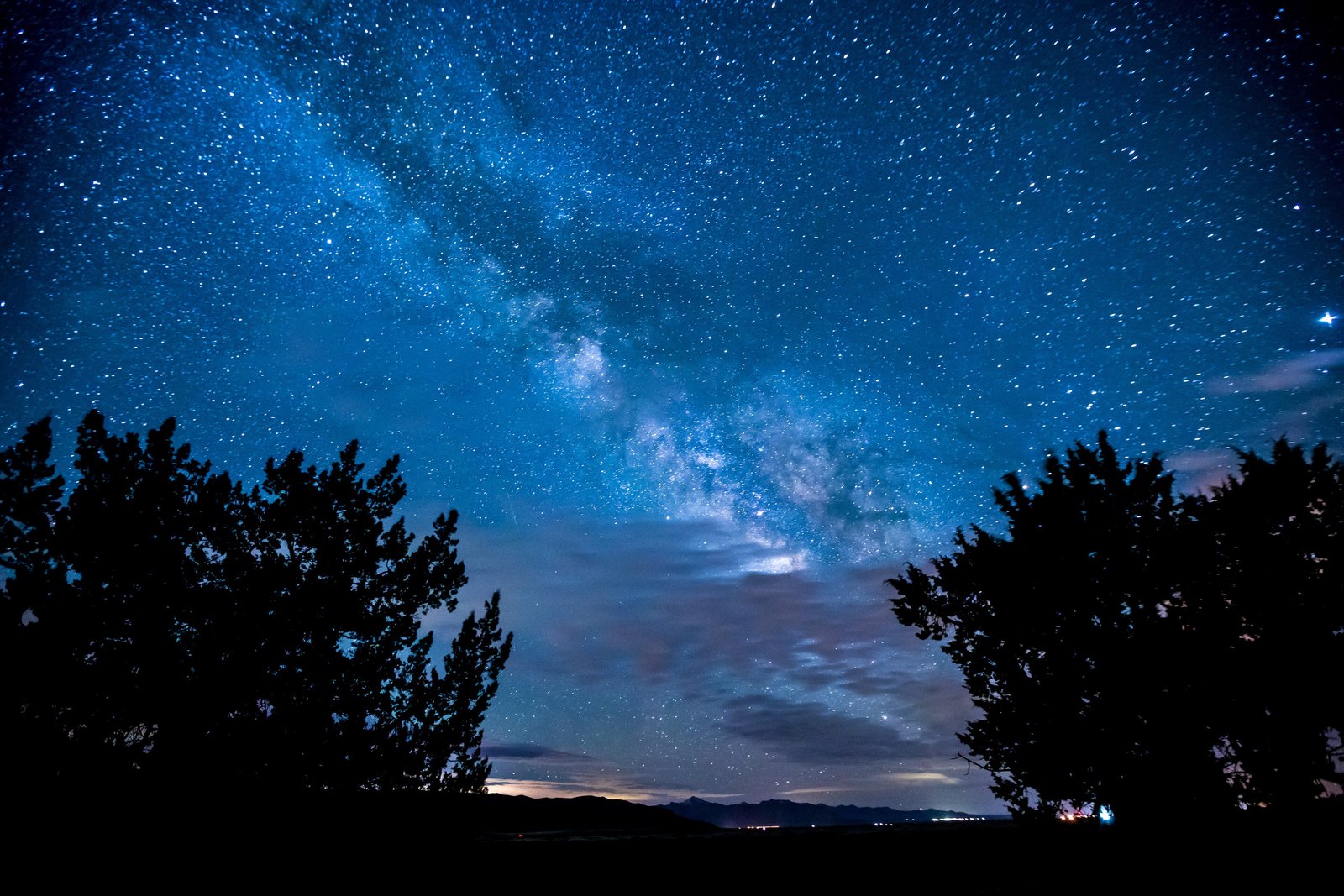 The Milky Way over junipers at Little Sahara Recreation Area, about 1 km from Oasis Campground