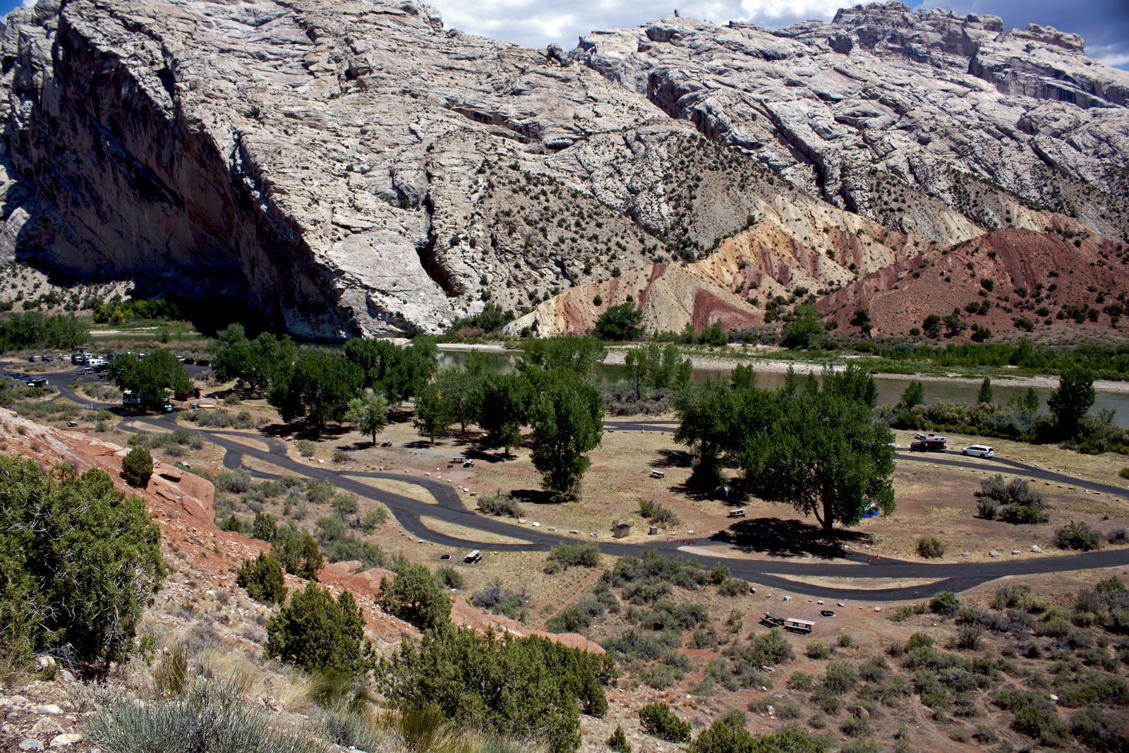 Split Mountain Group Campground beside the Green River at the foot of Split Mountain, Dinosaur National Monument