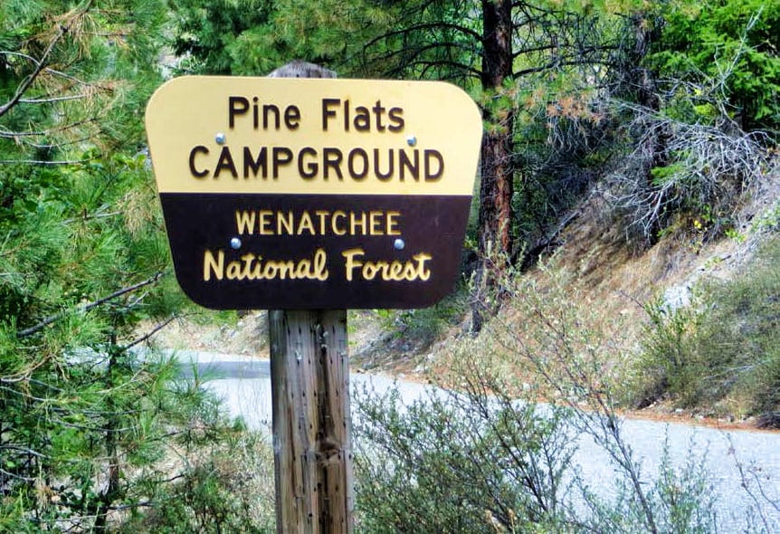 The Pine Flats Campground sign