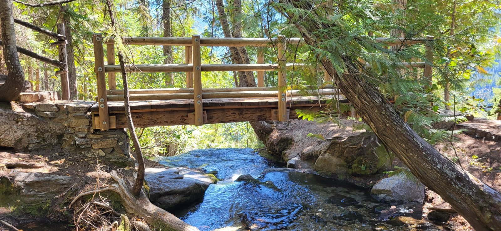 A bridge over Silver Creek on the trail up to Silver Falls